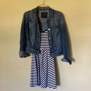 White and Navy Striped Dress